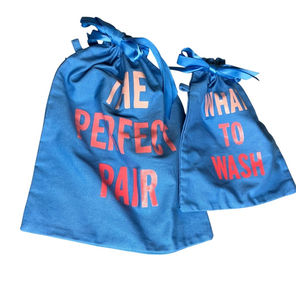 Kate Spade Travel Laundry Shoe Bag Set Blue Perfect Pair What To Wash Preppy
